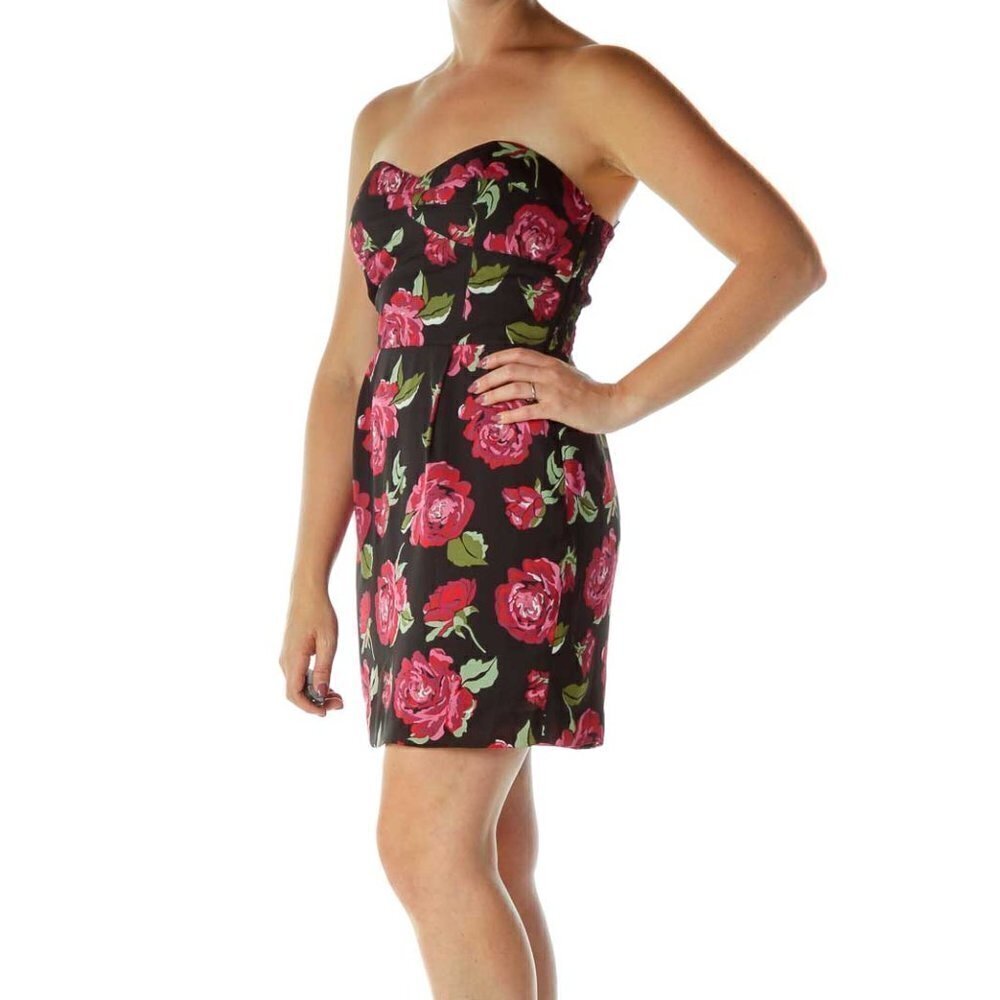 BCBGeneration Black Pink Flower Bustier Dress - Picture 3 of 3